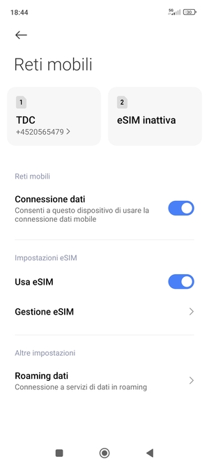 Scorri e seleziona Roaming dati