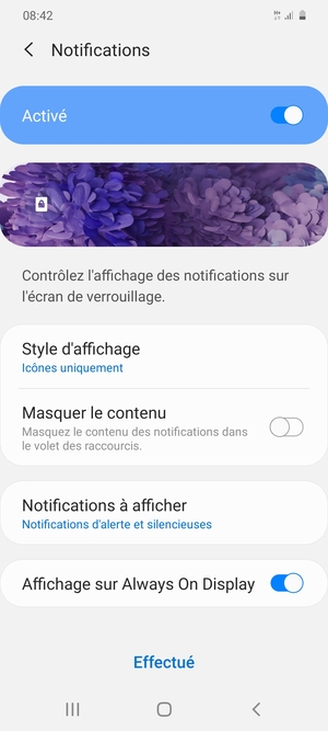 Sélectionnez votre options préférées et sélectionnez Effectué