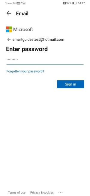 Enter your  Hotmail password and select Sign in