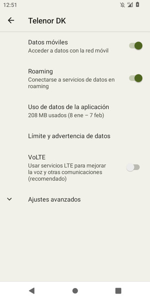 Activar o desactivar Roaming