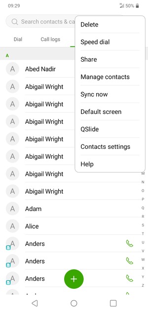Select Manage contacts