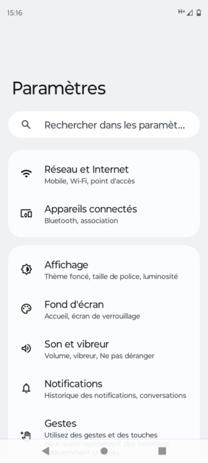 Sélectionnez Réseau et Internet