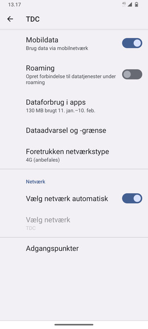 Vælg Foretrukken netværkstype
