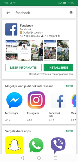 Selecteer de app
