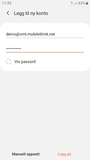Skriv inn e-postadresse og passord. Velg Logg på