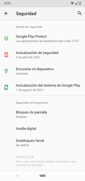 Seleccione Bloqueo de pantalla