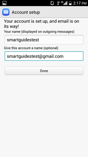 Give your account a name and enter your name. Select Done / Next