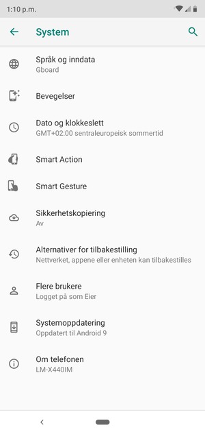 Velg Sikkerhetskopiering
