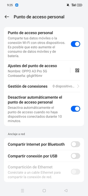El teléfono ha sido configurado para su uso como módem