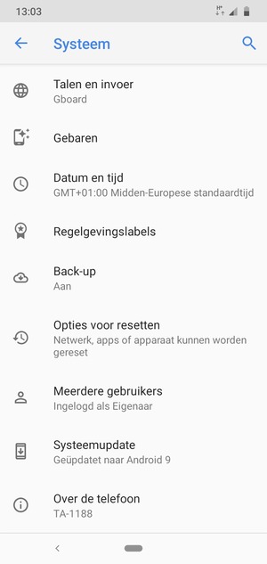 Selecteer Systeemupdate