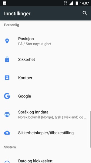 Bla til og velg Posisjon