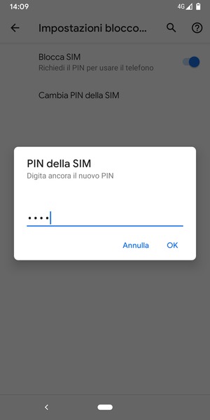 Conferma il nuovo PIN della SIM e seleziona OK