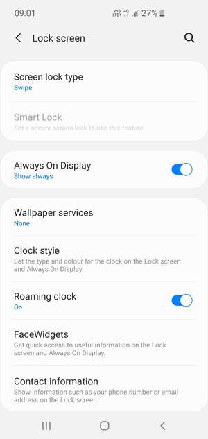 Select Screen lock type
