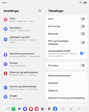 Bla til og velg Sikkerhet og personvern