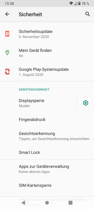 Scrollen Sie und wählen Sie SIM-Kartensperre