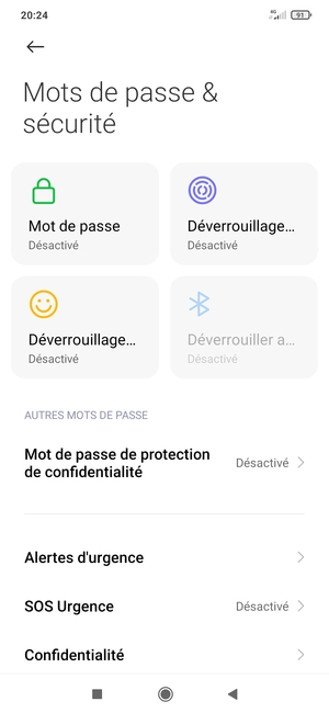 Faites défiler et sélectionnez Confidentialité