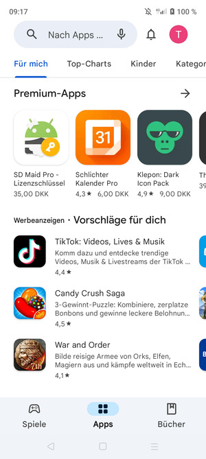 Wählen Sie die Suchleiste