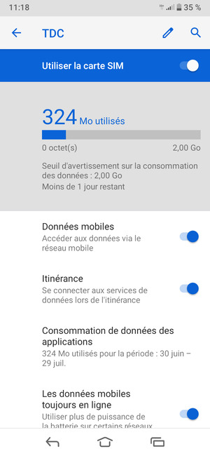 Activer ou désactiver Itinérance
