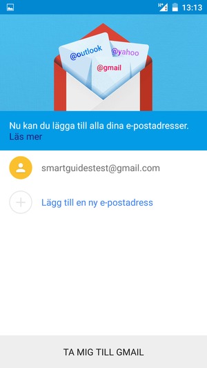 Välj TA MIG TILL GMAIL