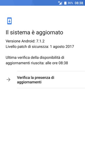 Se il tuo telefono è aggiornato, vedrai la seguente schermata