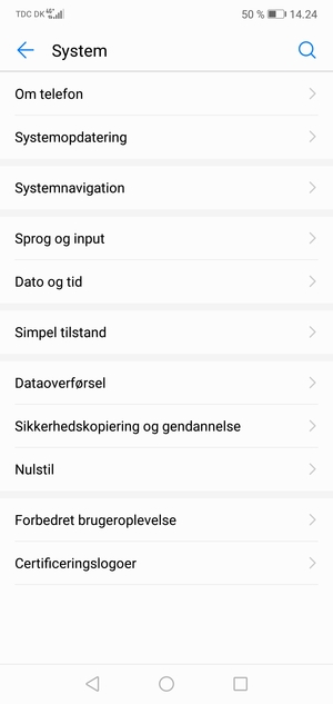 Scroll til og vælg Systemopdatering