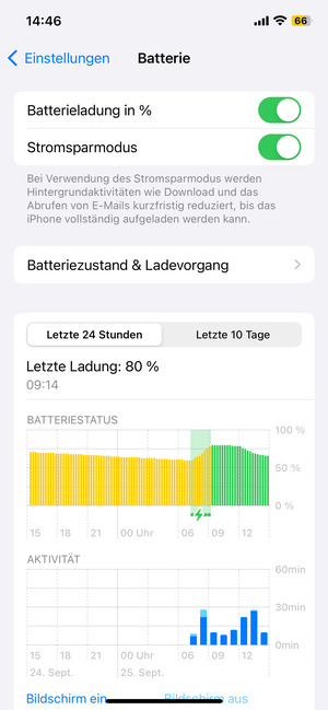 Schalten Sie Stromsparmodus ein