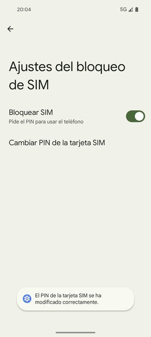 Su PIN de la tarjeta SIM ha sido cambiado