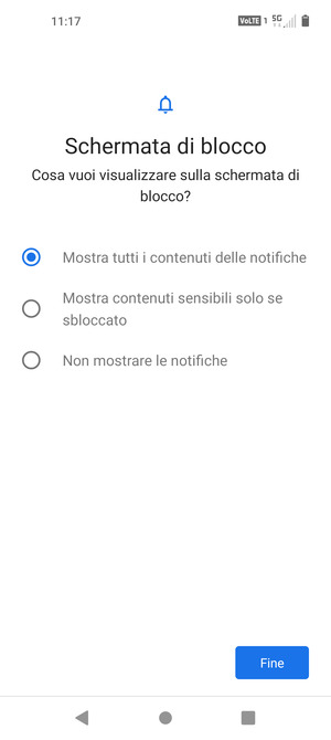 Seleziona la tua opzione preferita e poi Fine
