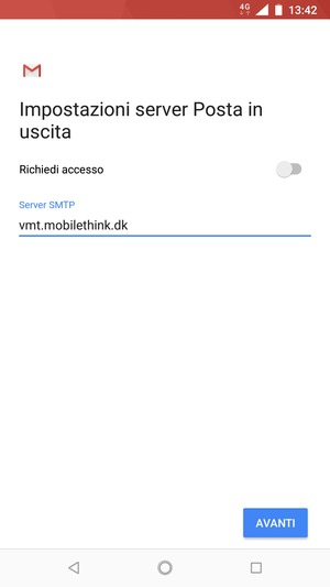 Disattiva Richiedi accesso e seleziona AVANTI