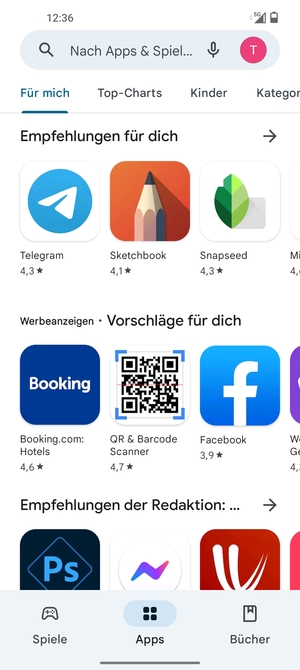 Wählen Sie die Suchleiste