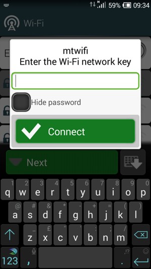 Enter the Wi-Fi password and select Connect