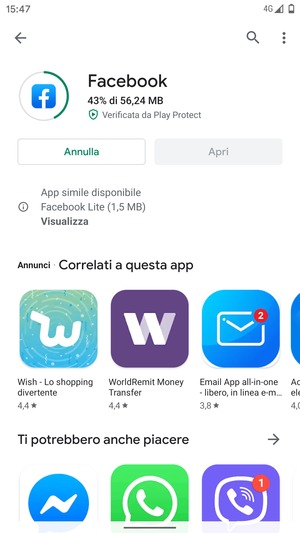 Attendi il completamento del processo di installazione