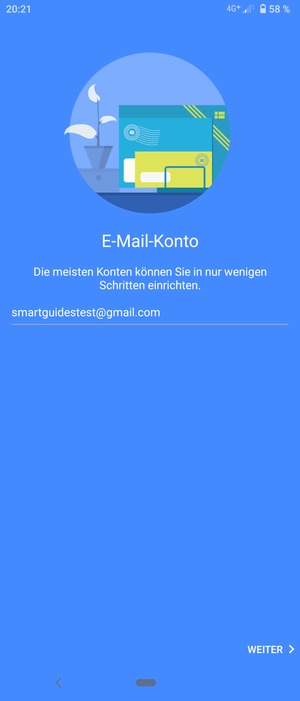 Geben Sie Ihre Gmail Adresse ein und wählen Sie WEITER