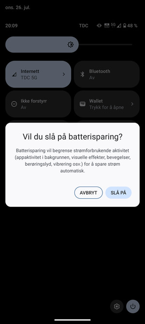 Velg SLÅ PÅ