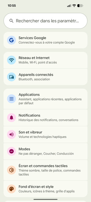 Sélectionnez Réseau et Internet