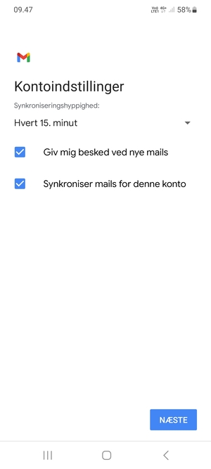 Vælg NÆSTE