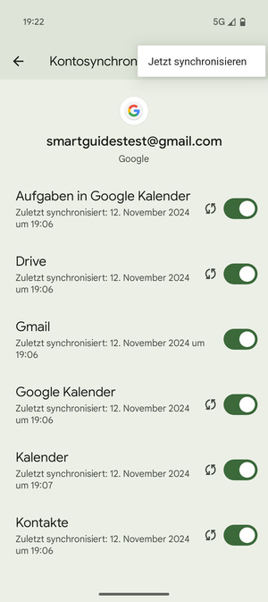 Wählen Sie Jetzt synchonisieren