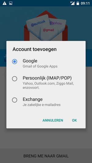 Selecteer Google en OK