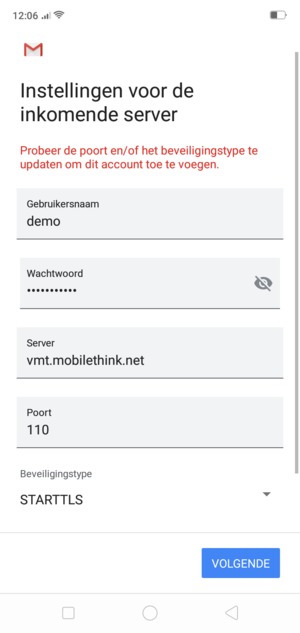 Selecteer Beveiligingstype