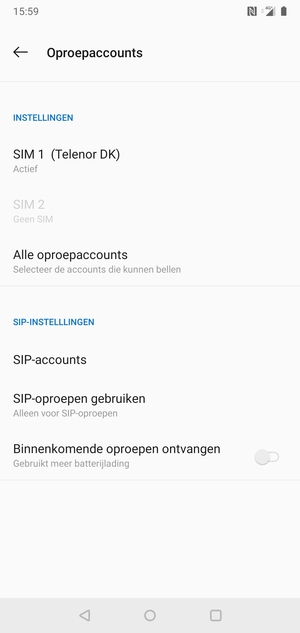 Selecteer SIM 1 of SIM 2