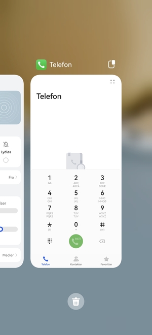 Vælg Slet-ikonet for at lukke alle åbne apps