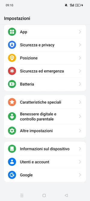 Scorri e seleziona Sicurezza e privacy