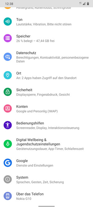 Scrollen Sie und wählen Sie Sicherheit