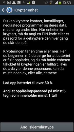 Velg Angi skjermlåstype