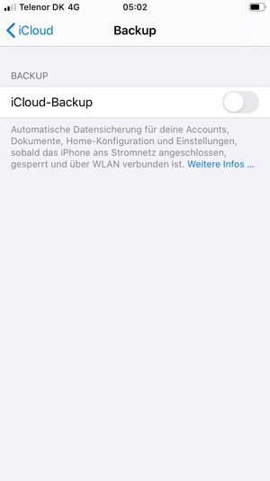 Setzen Sie iCloud-Backup auf EIN