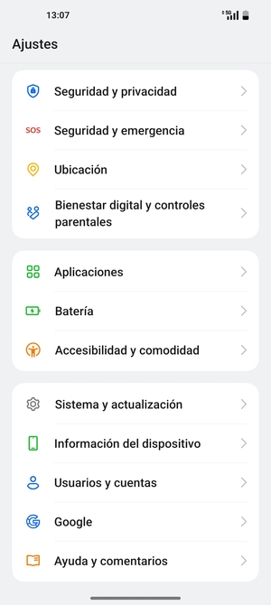 Desplácese y seleccione Seguridad y privacidad