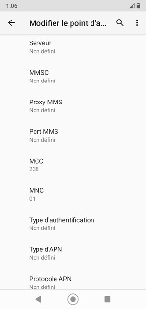 Faites défiler vers le bas et saisissez les informations MMS