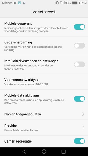 Selecteer Voorkeursnetwerktype