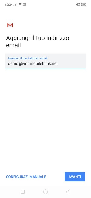 Inserisci il tuo indirizzo email e seleziona AVANTI