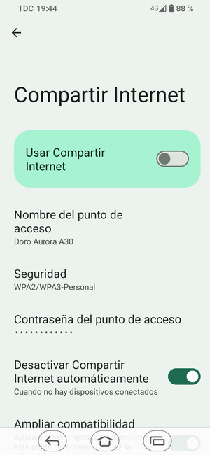 Seleccione Contraseña del punto de acceso